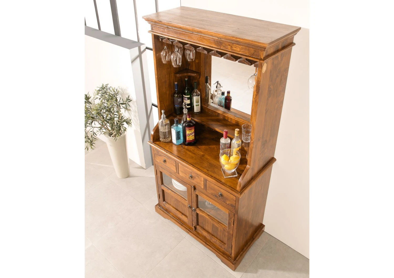 Meuble Bar 97x52 Acacia Laqué Miel OXFORD #0443 2 Meuble Bar 97x52 Acacia Laqué Miel OXFORD #0443 – Image 2