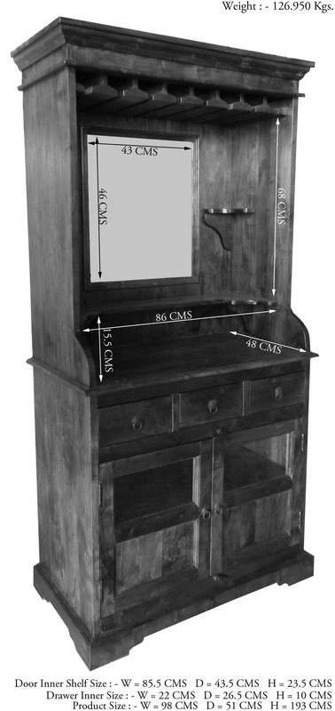 Meuble Bar 97x52 Acacia Laqué Miel OXFORD #0443 4 Meuble Bar 97x52 Acacia Laqué Miel OXFORD #0443 – Image 4