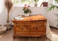 Table Basse 90x90 Acacia Laqué Miel OXFORD #0415 -Massivmoebel24 09 370 610 4514 3