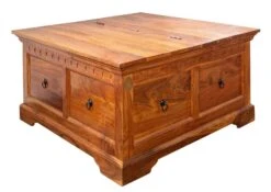 Table Basse 90x90 Acacia Laqué Miel OXFORD #0415 -Massivmoebel24 09 370 610 4514 9