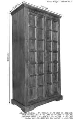 Armoire 115x60 Acacia Laqué Miel OXFORD #0422 -Massivmoebel24 09 370 610 4522 8