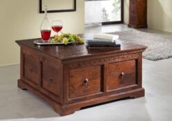 Table Basse 90x90 Acacia Laqué Nougat OXFORD #416