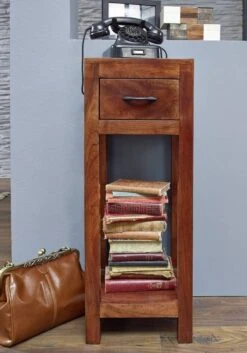 Console 30x30 Acacia Laqué Nougat OXFORD #44 -Massivmoebel24 09 370 620 1008 4