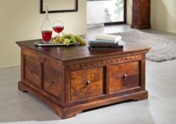 Table Basse 90x90 Acacia Laqué Nougat OXFORD #415