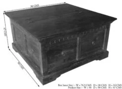 Table Basse 90x90 Acacia Laqué Nougat OXFORD #415 -Massivmoebel24 09 370 620 4514 8