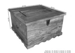 Table Basse 88x88 Palissandre Huilé Gris Taupe LEEDS #31 -Massivmoebel24 09 370 750 0744 8