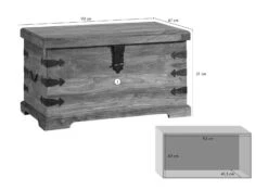 Coffre 90x47 Palissandre Huilé Gris Taupe LEEDS #33 -Massivmoebel24 09 370 750 0745 08