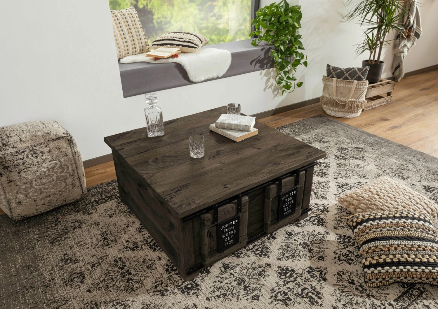 Coffre 90x90 Manguier Laqué Gris RAILWAY #264 3 Coffre 90x90 Manguier Laqué Gris RAILWAY #264 – Image 3