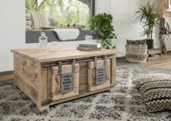 Coffre 90x90 Manguier Laqué Whitewash RAILWAY #364