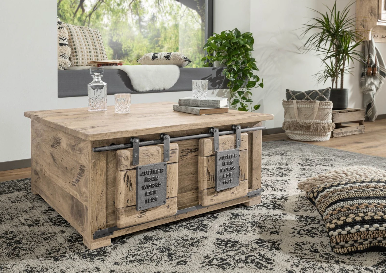 Coffre 90x90 Manguier Laqué Whitewash RAILWAY #364 1 Coffre 90x90 Manguier Laqué Whitewash RAILWAY #364