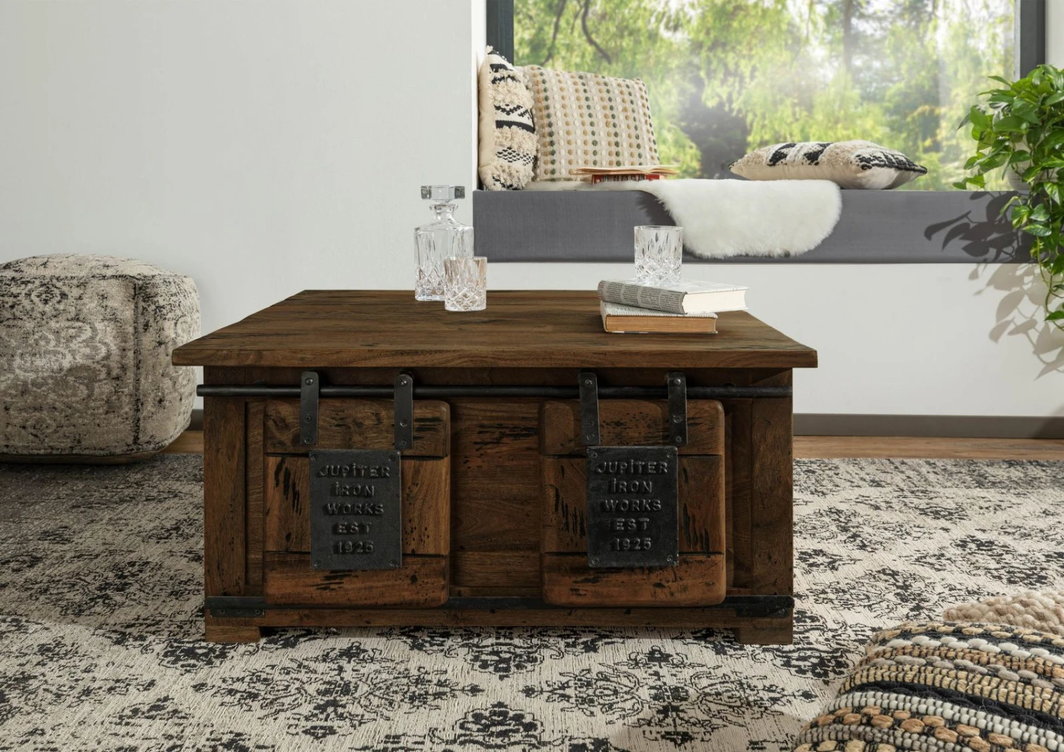 Coffre En Bois De Manguier Huilé RAILWAY #464 2 Coffre En Bois De Manguier Huilé RAILWAY #464 – Image 2