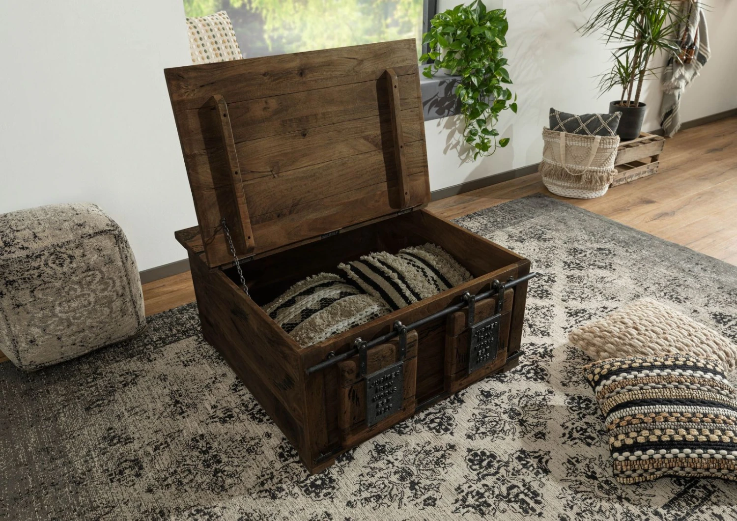 Coffre En Bois De Manguier Huilé RAILWAY #464 4 Coffre En Bois De Manguier Huilé RAILWAY #464 – Image 4