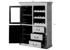 Meuble à Vin 120x45x160 En Bois De Manguier / Acacia Blanc Ciré CASTLE-ANTIK #116 -Massivmoebel24 09 371 810 1120 08