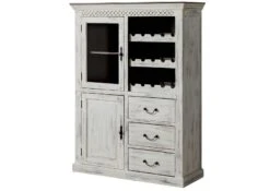 Meuble à Vin 120x45x160 En Bois De Manguier / Acacia Blanc Ciré CASTLE-ANTIK #116