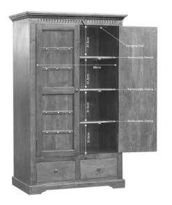 Armoire 108x64 Acacia Laqué Miel OXFORD #0509 11 Armoire 108x64 Acacia Laqué Miel OXFORD #0509 -Massivmoebel24 09 380 610 0P32 8