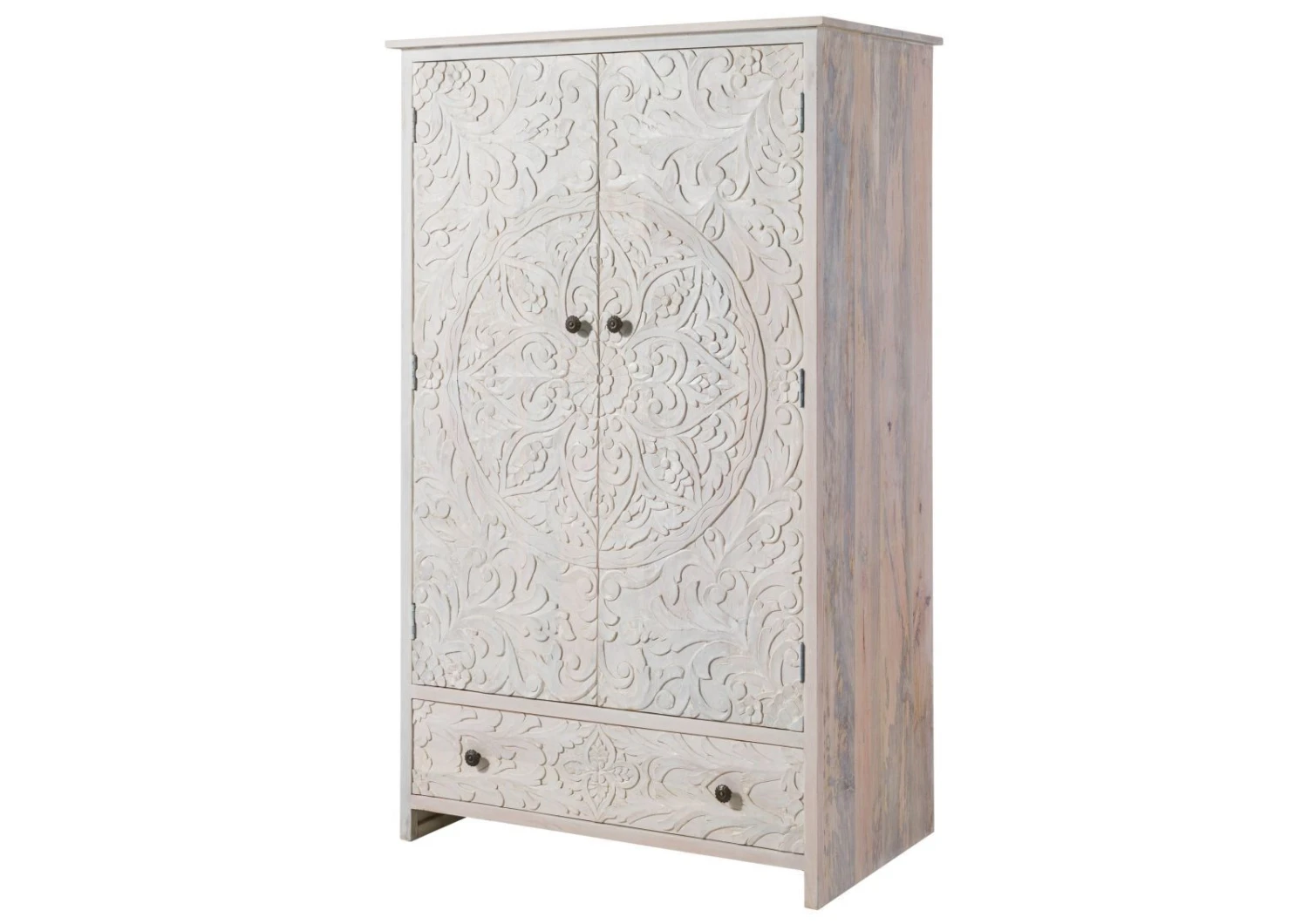 Armoire 108x64 Manguier Huilé Blanc KASHMIR #106 8 Armoire 108x64 Manguier Huilé Blanc KASHMIR #106 – Image 8