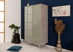 Armoire 100x50 Acacia Laqué Brun Crême TROMSO #001