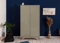 Armoire 100x50 Acacia Laqué Brun Crême TROMSO #001 -Massivmoebel24 09 612 697 1001 3