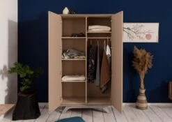 Armoire 100x50 Acacia Laqué Brun Crême TROMSO #001 -Massivmoebel24 09 612 697 1001 4