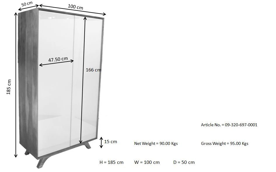 Armoire 100x50 Acacia Laqué Brun-Blanc TROMSO #101 8 Armoire 100x50 Acacia Laqué Brun-Blanc TROMSO #101 – Image 8