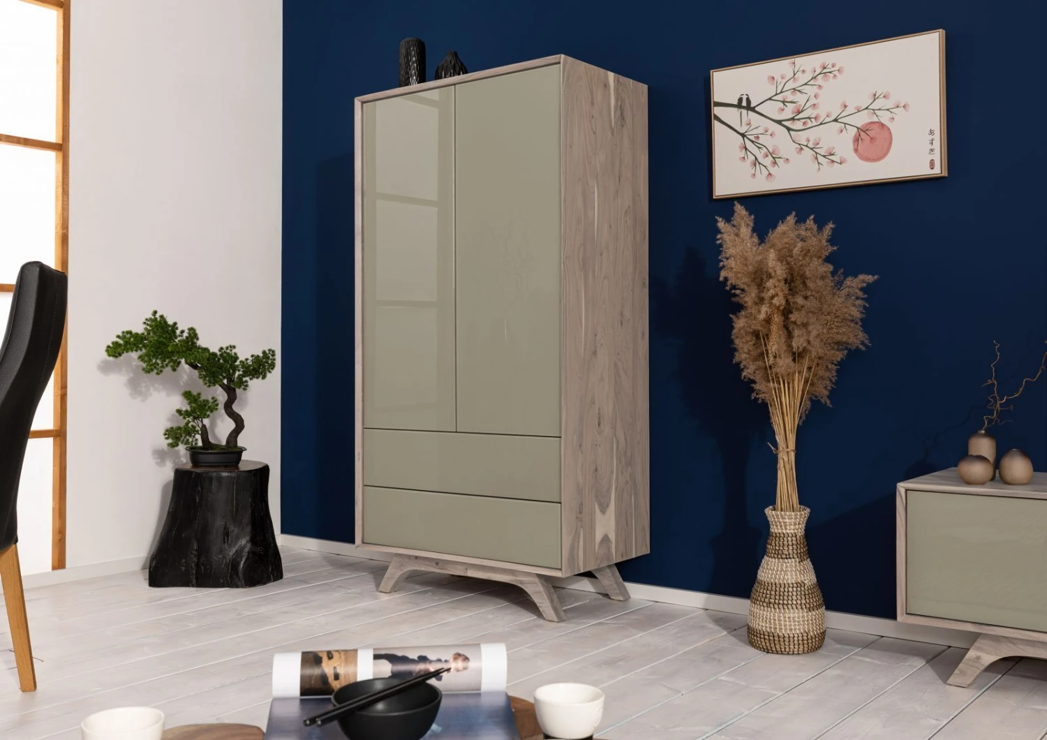 Armoire 90x50 Acacia Laqué Brun Crême TROMSO #002 1 Armoire 90x50 Acacia Laqué Brun Crême TROMSO #002