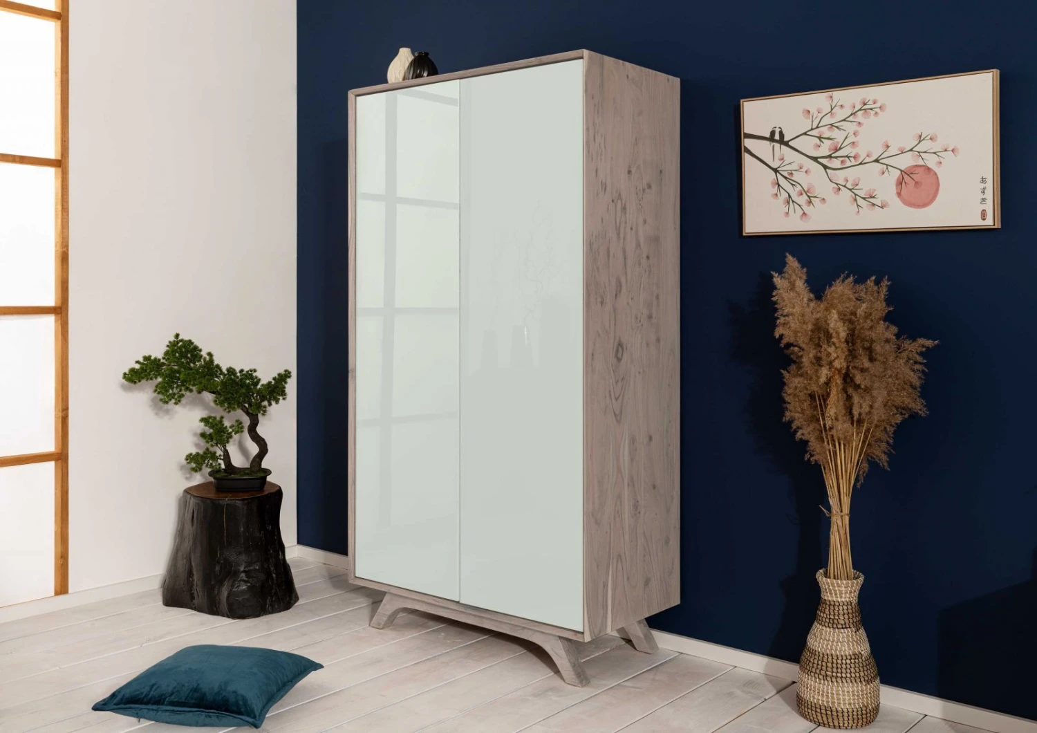 Armoire 100x50 Acacia Laqué Brun-Blanc TROMSO #101 1 Armoire 100x50 Acacia Laqué Brun-Blanc TROMSO #101