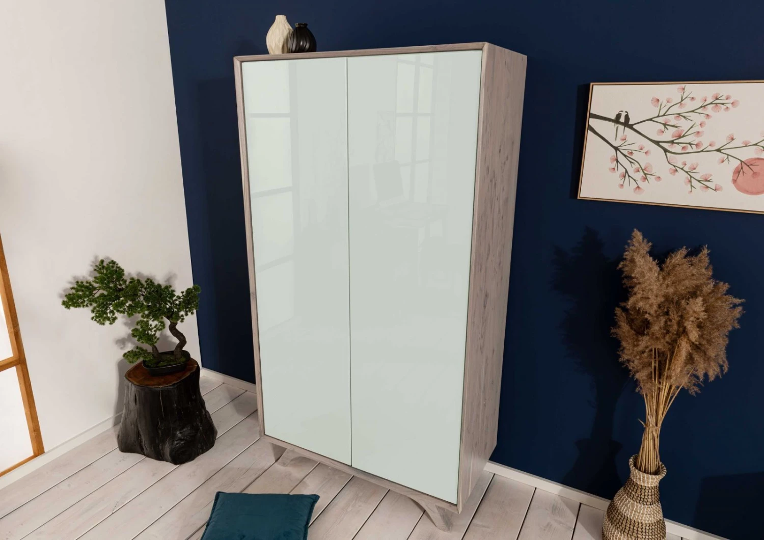 Armoire 100x50 Acacia Laqué Brun-Blanc TROMSO #101 2 Armoire 100x50 Acacia Laqué Brun-Blanc TROMSO #101 – Image 2