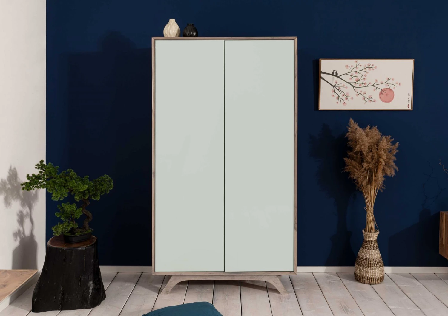 Armoire 100x50 Acacia Laqué Brun-Blanc TROMSO #101 3 Armoire 100x50 Acacia Laqué Brun-Blanc TROMSO #101 – Image 3