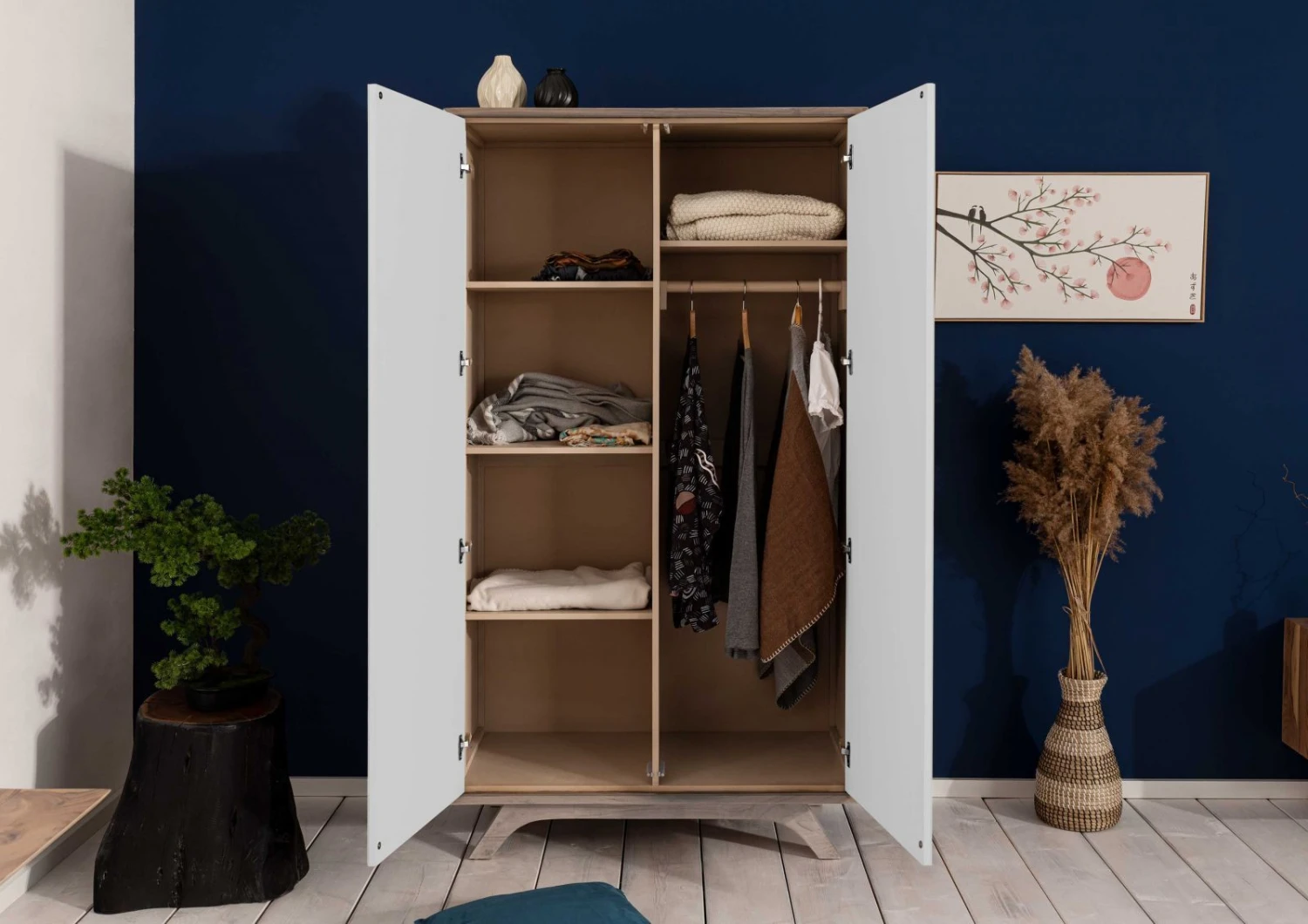 Armoire 100x50 Acacia Laqué Brun-Blanc TROMSO #101 4 Armoire 100x50 Acacia Laqué Brun-Blanc TROMSO #101 – Image 4