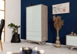Armoire 90x50 Acacia Laqué Brun-Blanc TROMSO #102