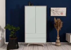 Armoire 90x50 Acacia Laqué Brun-Blanc TROMSO #102 -Massivmoebel24 09 612 697 2002 3