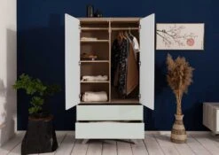 Armoire 90x50 Acacia Laqué Brun-Blanc TROMSO #102 -Massivmoebel24 09 612 697 2002 4