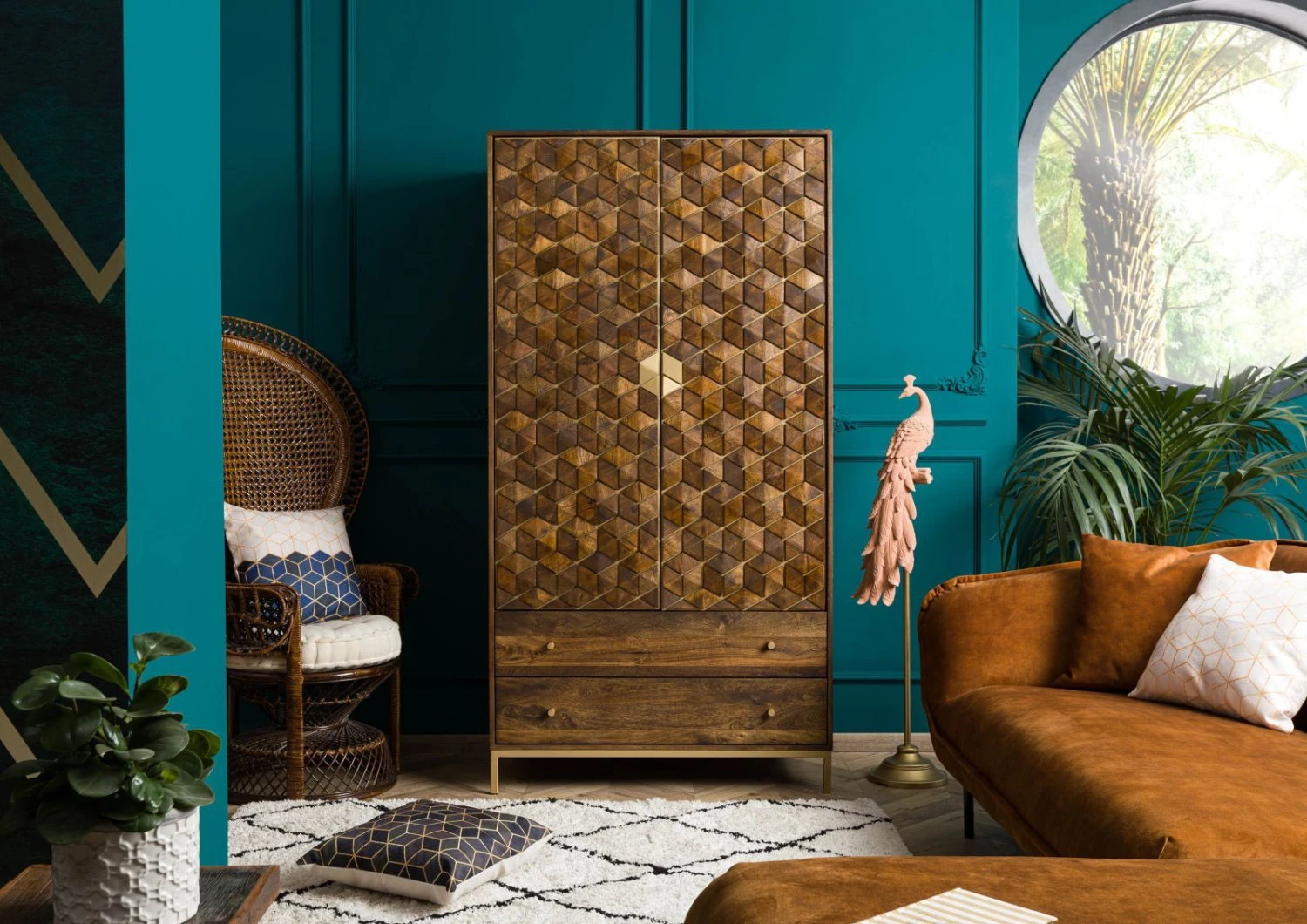 Armoire 99x55 Manguier Huilé Brun DIAMOND #218 1 Armoire 99x55 Manguier Huilé Brun DIAMOND #218