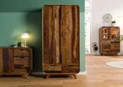 Armoire En Bois De Sheesham 90x45x180 Marron Foncé Laqué MAILAND #210