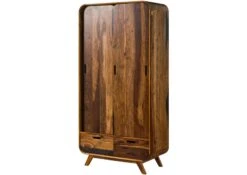 Armoire En Bois De Sheesham 90x45x180 Marron Foncé Laqué MAILAND #210 -Massivmoebel24 09 612 875 1110 09