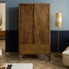 Armoire Manguier 100x60x80 Huilé Marron / Poignée Dorée LOS ANGELES #111