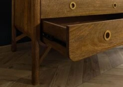 Armoire Manguier 100x60x80 Huilé Marron / Poignée Dorée LOS ANGELES #111 -Massivmoebel24 09 612 891 0111 07