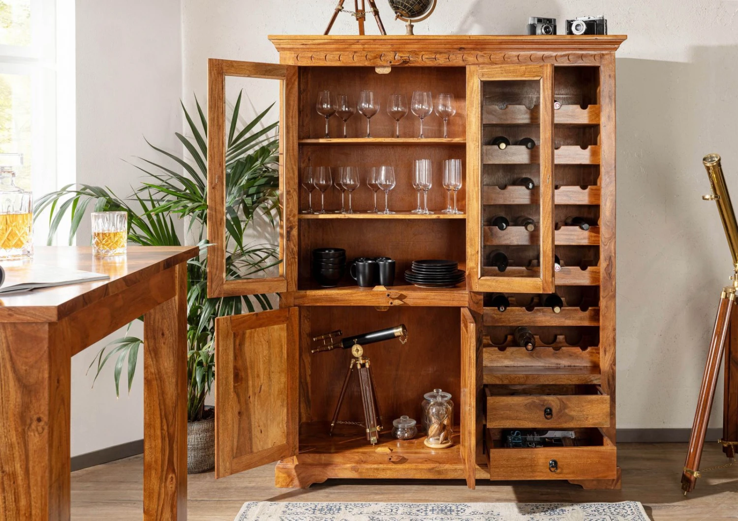 Étagère à Vin 144x47 Acacia Laqué Miel OXFORD #0519 4 Étagère à Vin 144x47 Acacia Laqué Miel OXFORD #0519 – Image 4