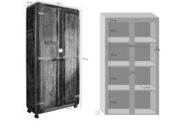 Armoire 90x38 Bois De Récupération Laqué Multicolore FREEZY #38 -Massivmoebel24 09 618 803 1028 08