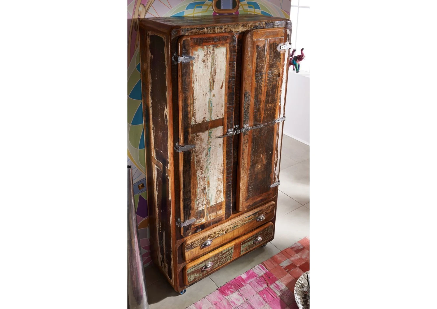 Armoire 90x38 Bois De Récupération Laqué Multicolore FREEZY #39 2 Armoire 90x38 Bois De Récupération Laqué Multicolore FREEZY #39 – Image 2