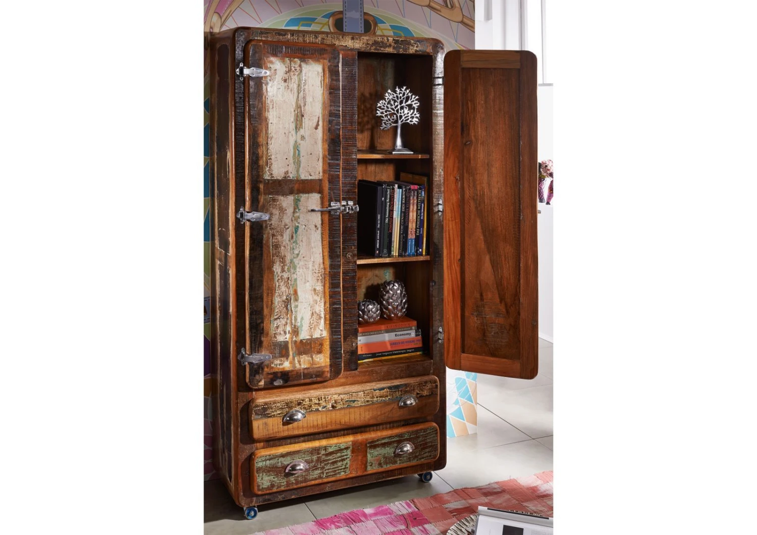 Armoire 90x38 Bois De Récupération Laqué Multicolore FREEZY #39 4 Armoire 90x38 Bois De Récupération Laqué Multicolore FREEZY #39 – Image 4