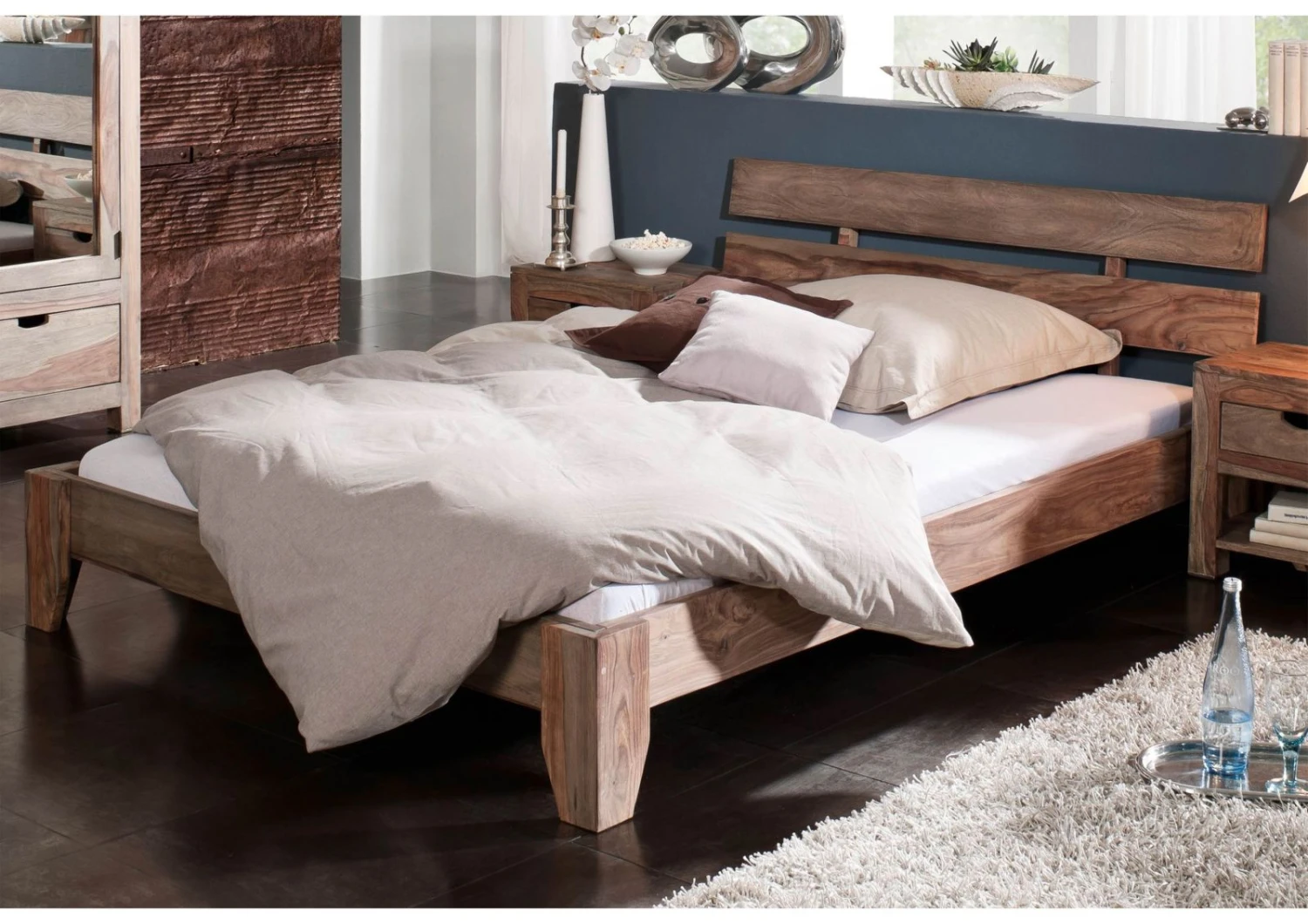 Lit Double 140x200 Palissandre Huilé Gris Taupe NATURE GREY #210 1 Lit Double 140x200 Palissandre Huilé Gris Taupe NATURE GREY #210