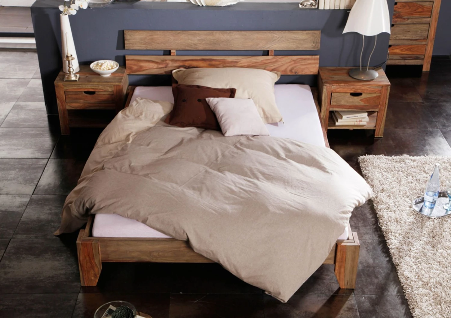 Lit Double 140x200 Palissandre Huilé Gris Taupe NATURE GREY #210 2 Lit Double 140x200 Palissandre Huilé Gris Taupe NATURE GREY #210 – Image 2