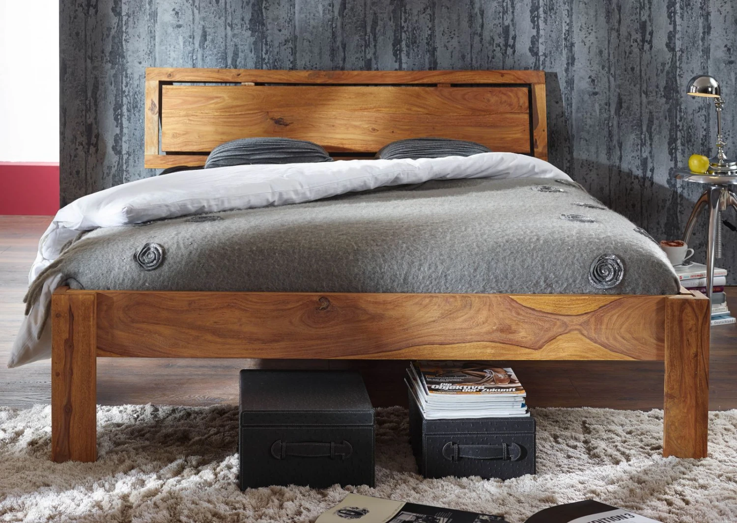 Lit Double 140x200 Palissandre Huilé Brun NATURE BROWN #520 1 Lit Double 140x200 Palissandre Huilé Brun NATURE BROWN #520