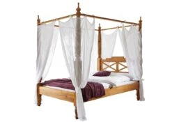 Lit à Baldaquin 140x200 Palissandre Huilé Brun NATURE BROWN #530 12 Lit à Baldaquin 140x200 Palissandre Huilé Brun NATURE BROWN #530 -Massivmoebel24 09 634 553 5030 8