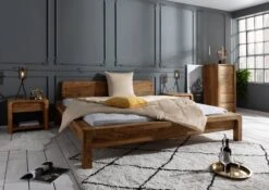 Lit Double 140x200 Palissandre Huilé Brun BUENO #004