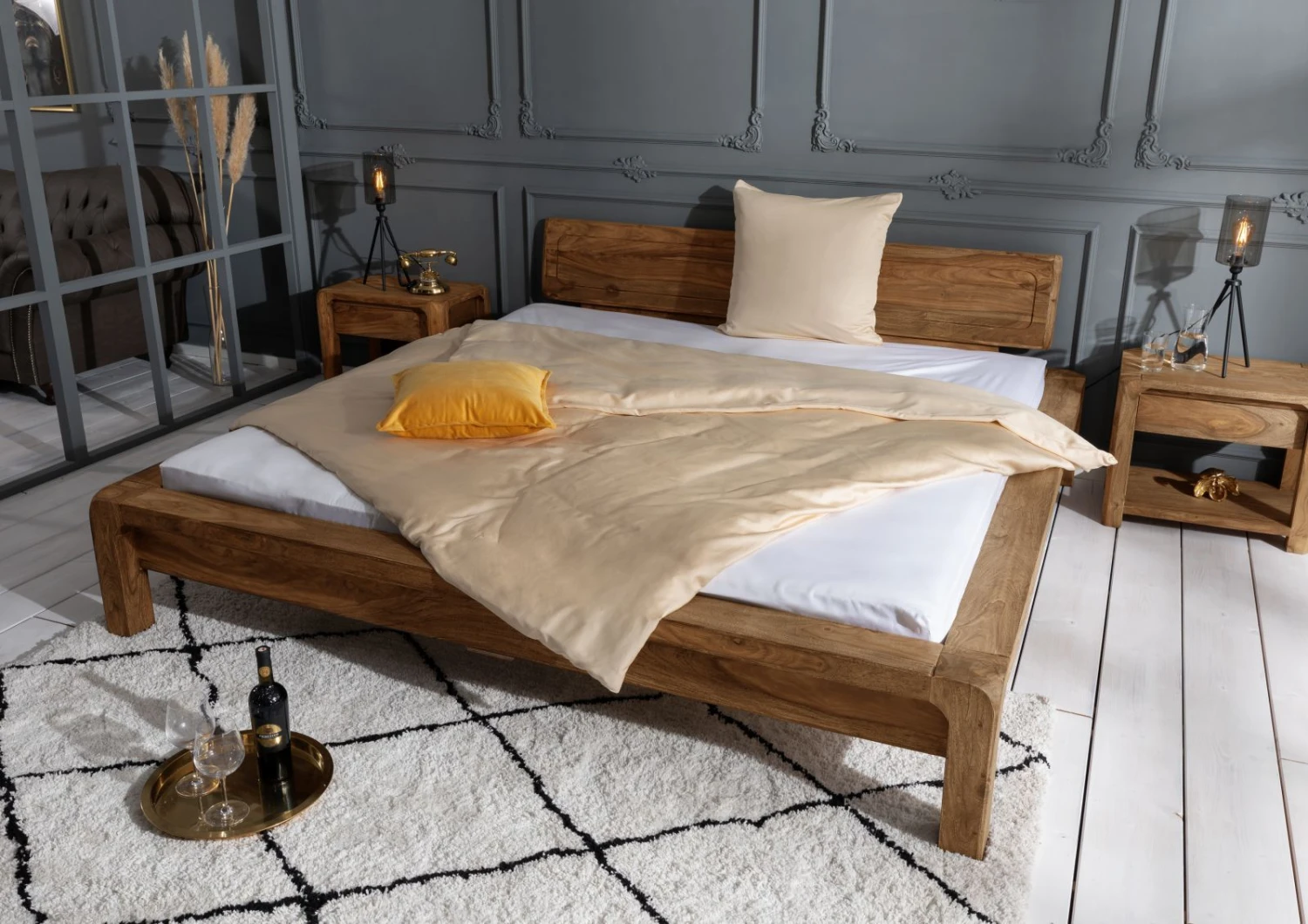 Lit Double 140x200 Palissandre Huilé Brun BUENO #004 2 Lit Double 140x200 Palissandre Huilé Brun BUENO #004 – Image 2