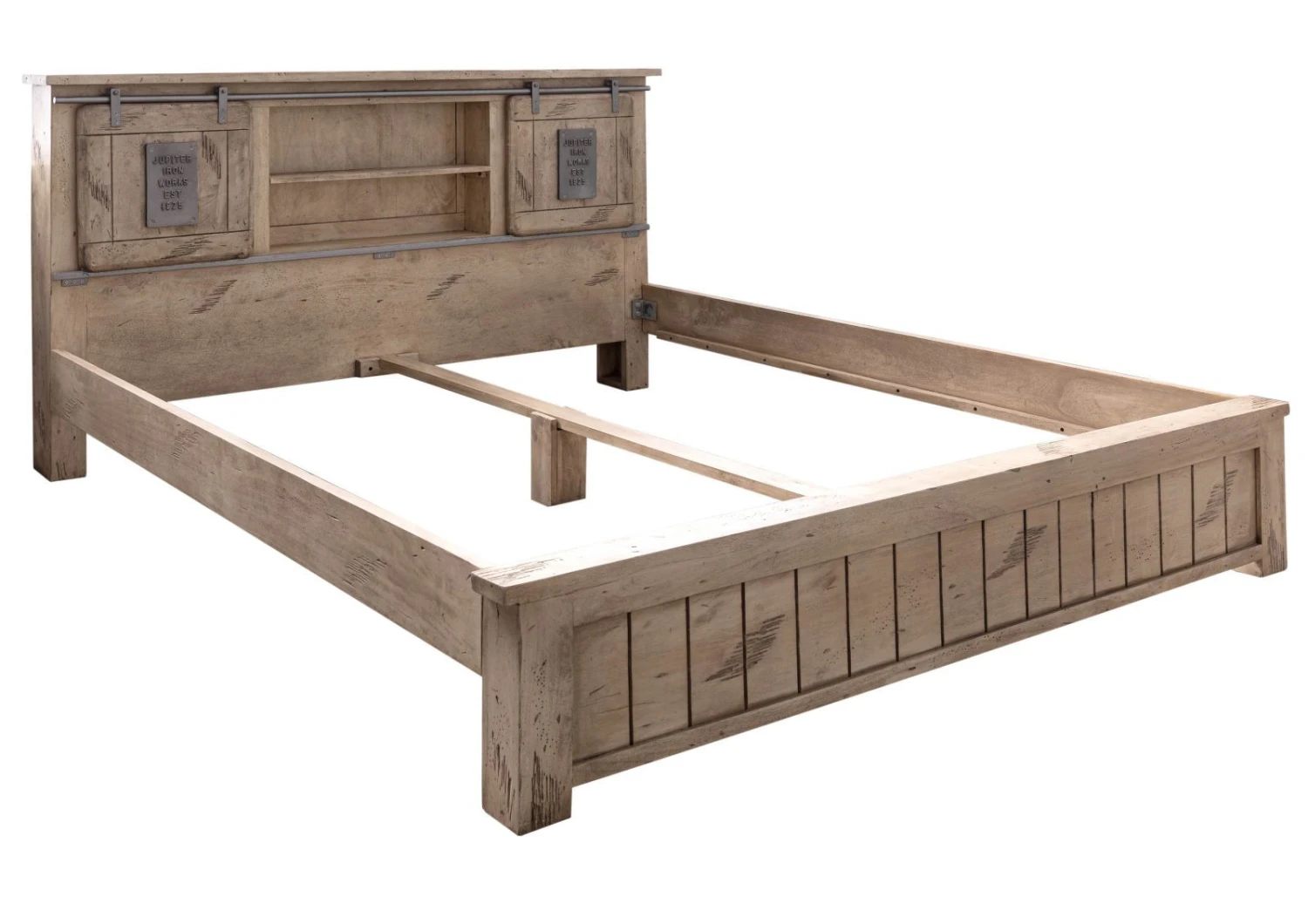 Lit Double 140x200 Manguier Laqué Whitewash RAILWAY #372 9 Lit Double 140x200 Manguier Laqué Whitewash RAILWAY #372 – Image 9