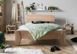 Lit Double 140x200 Acacia Laqué Bois Naturel PURE ACACIA #312 -Massivmoebel24 09 634 886 3012 3