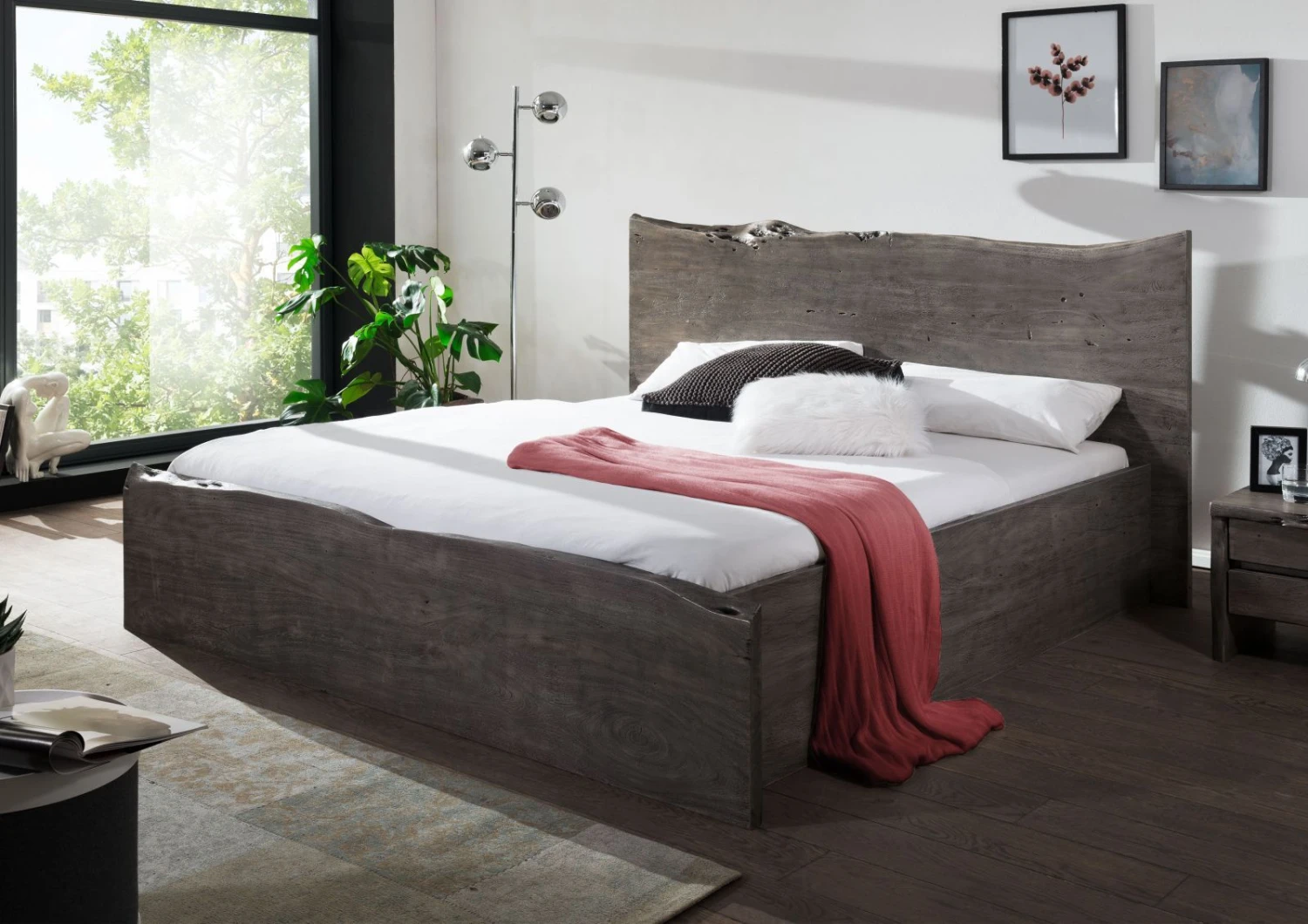 Lit Double 140x200 Acacia Laqué Gris Taupe PURE ACACIA #421 1 Lit Double 140x200 Acacia Laqué Gris Taupe PURE ACACIA #421